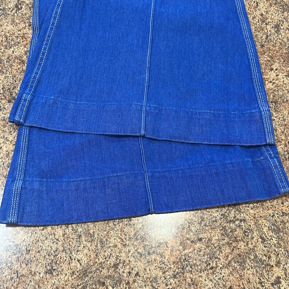 By Together Wide Leg Jeans Size Large Blue High Waisted Seam Detail Side Pockets - Picture 10 of 14